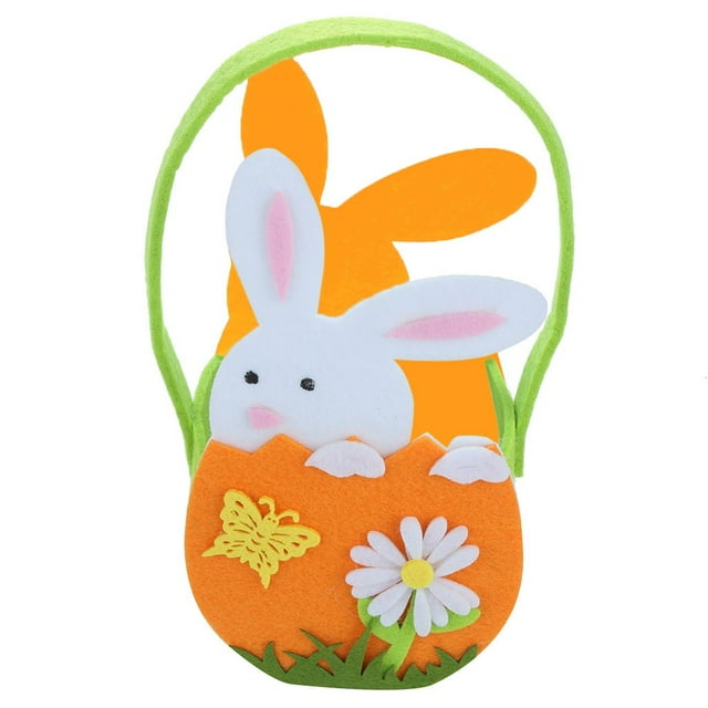 TopLLC Easter Bunny Baskets, Easter Decoration Non-Woven Rabbit Design Easter Eggs Basket with Handle Easter Egg Hunt Candy Treat Tote Bags Spring Decor Handbag Storage Container Gift Bags for Kids