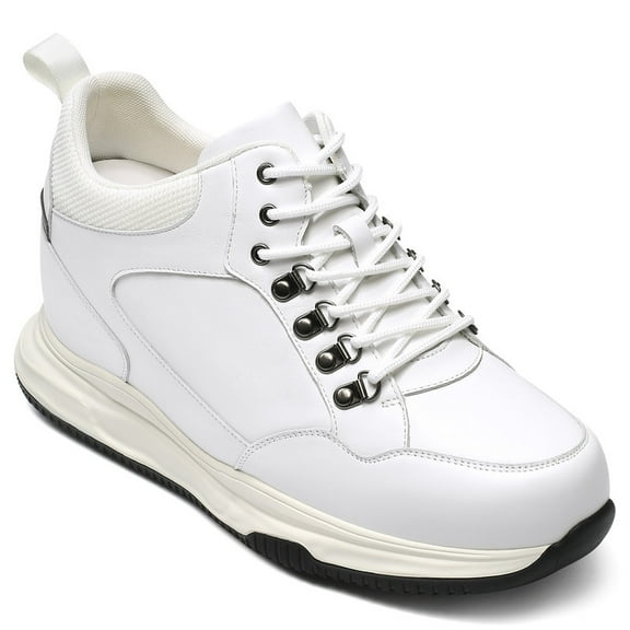 CMR CHAMARIPA Height Increase Shoes For Men Elevator Sneakers White Leather Tall Men Shoes 10CM / 3.94 Inches