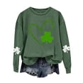thumbnail image 4 of VBARHMQRT Chandail à Capuche Moto Femme Décontracté Manches Longues Haut Imprimé Trèfle Col Rond Vert Chandail en Molleton, 4 of 4