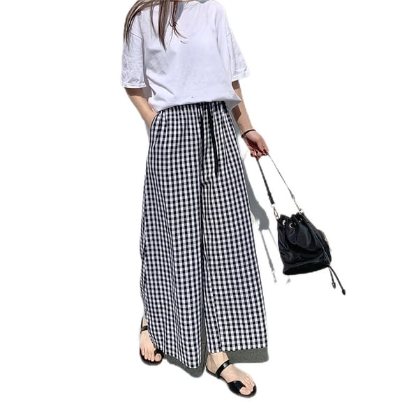 Gingham Broek Dames Geruite Zomer Plaid Mode Broek
