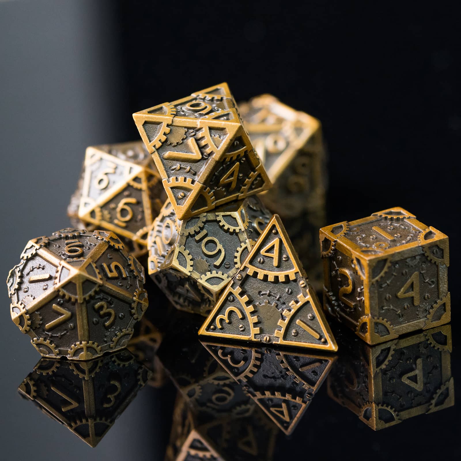 Cusdie 7 PCS/SET DND Metal Dice, Steampunk Polyhedral D&D Dice Set, Metal Dice Set for Role Playing Game D&D Dice MTG Pathfinder