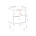 thumbnail image 3 of JERFIT 18 Inch Nightstand with Drawer, Modern Bedside Table with Open Cubby, Rustic Brown & Blue Slate Finish for Bedroom & Living Room, 3 of 9