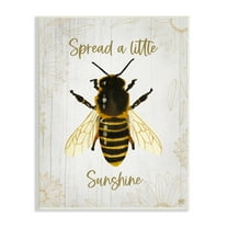 Spread a Little Sunshine Phrase Country Bumble Bee 13 in x 19 in Framed Painting Art Print, by Stupell Home Décor
