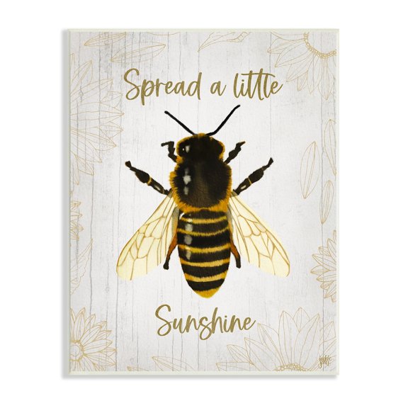 Spread a Little Sunshine Phrase Country Bumble Bee 13 in x 19 in Framed Painting Art Print, by Stupell Home Décor