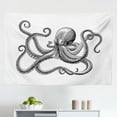 thumbnail image 1 of Octopus Tapestry, Monochrome Cartoon Illustration of a Sea Animal with Spots Art Print, Fabric Wall Hanging Decor for Bedroom Living Room Dorm, 2 Sizes, White and Charcoal Grey, by Ambesonne, 1 of 1