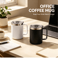 thumbnail image 4 of 12 oz Insulated Stainless Steel Coffee Mug with Handle & Sliding Lid, 304 Stainless Steel Reusable Travel Cup for Office Home Beer Tea Drinks, 4 of 7