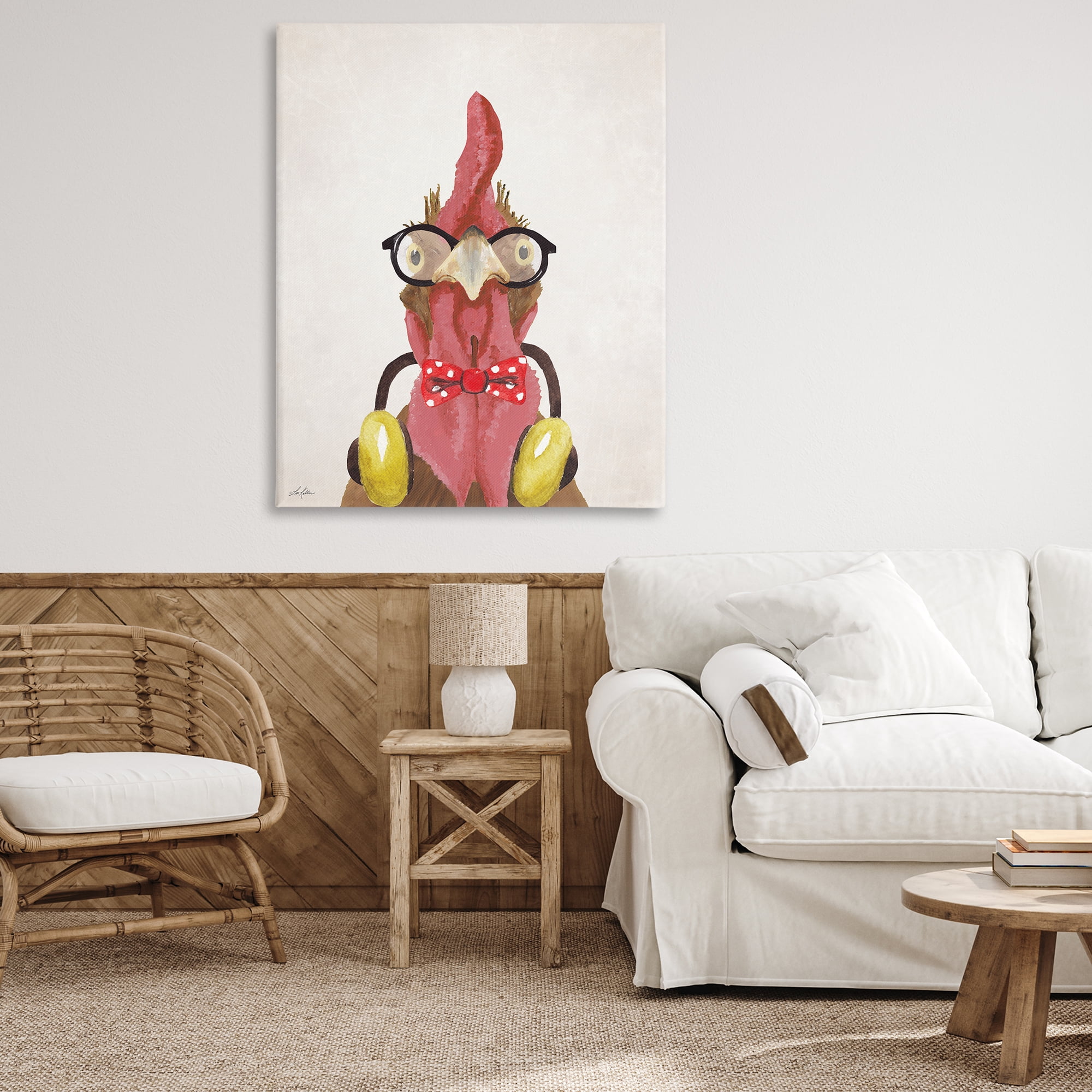 Stupell Industries Hipster Bird & Headphones Animals & Insects Painting Gallery Wrapped Canvas Art Print Wall Art, 36 x 48