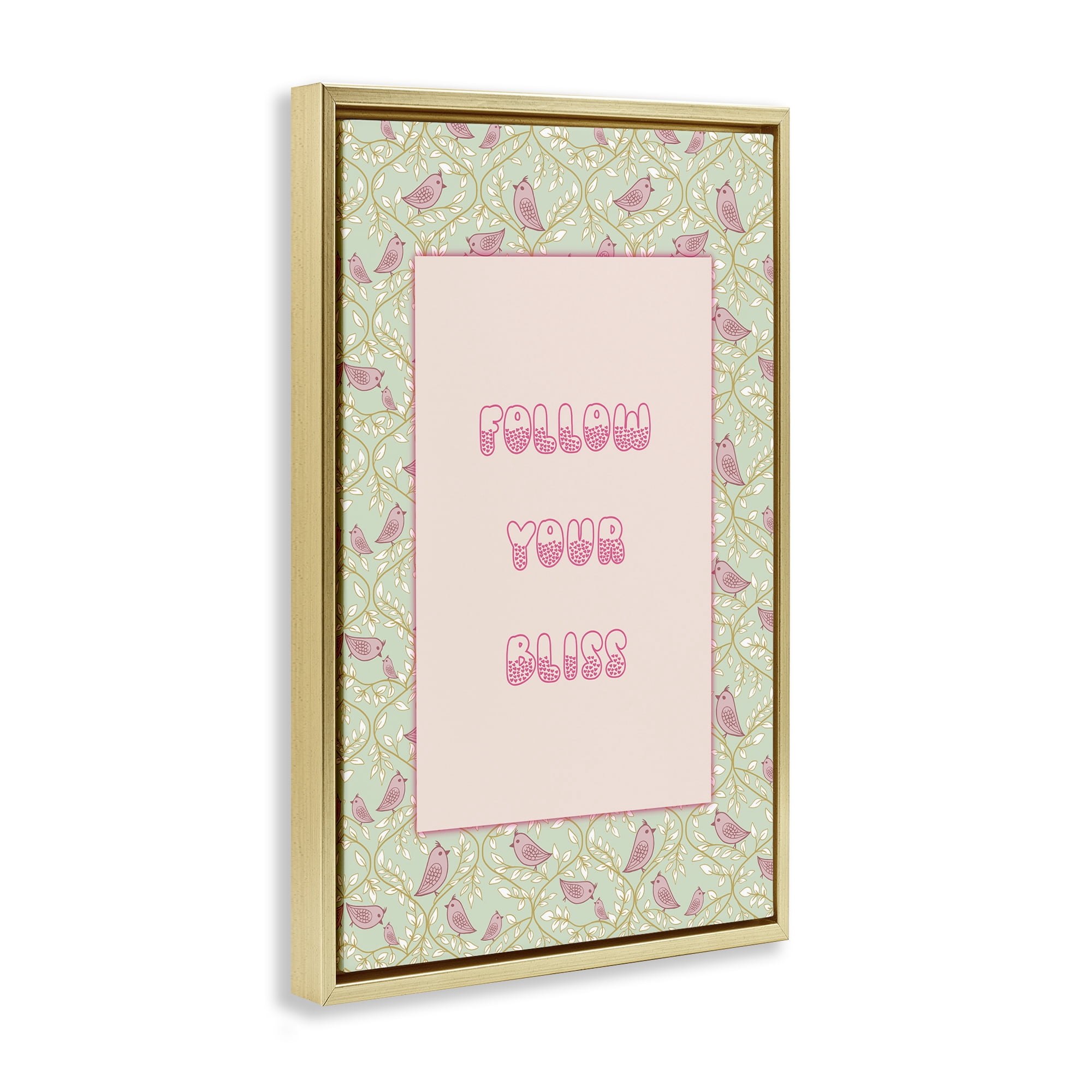 Stupell Industries Follow Your Bliss Gold Framed Floater Canvas Wall Art, design by Pooja Dave