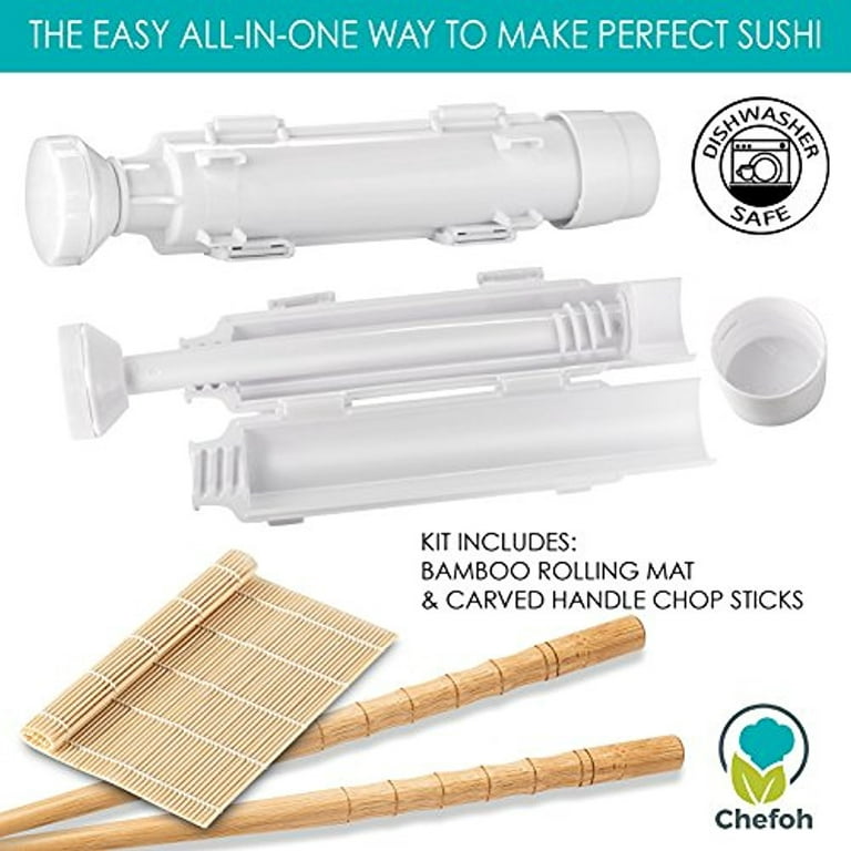 Sushi Making Kit, 23 in 1 Bamboo Sushi Maker Bazooka Sushi Roller Kit with  Mat, Sushi Knife, Tweezers, Chopsticks and Holder, Mold, Dishes, Spreader