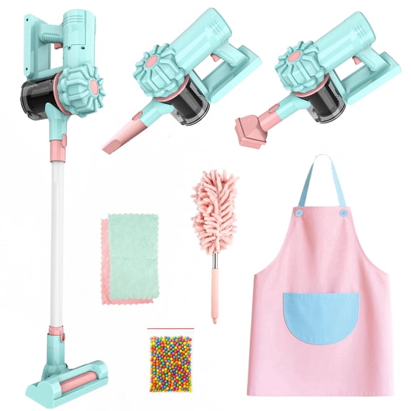 YCFUN Real Suction Kids Vacuum Cleaner Toy, Toy Cleaning Set with Ball Popping & 5 Accessories, Housekeeping Gift for Toddlers
