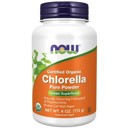 NOW Supplements, Organic Chlorella Powder with naturally occurring Chlorophyll, Beta-Carotene, mixed Carotenoids, Vitamin C, Iron and Protein, 4-Ounce