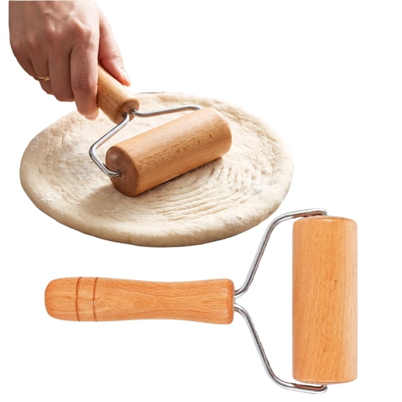 Small Rolling Pin, Wooden Dough Roller, Non-Stick Pizza Roller, Dough Baker Roller Set for Home Kitchen Baking Cooking(9.5cm/3.74in)