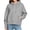 Gray, variant on Drawstring Hood Front Kangaroo Pocket Drop Shoulder Rib Cuff Cropped Oversized Solid Pullover Hoodie for Women Spring Fall Daily Casual Tops