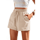 thumbnail image 3 of Pantalones Cortos de para Mujer, Informales, de Verano, de Cintura Alta, con Pierna y Cordón Ajustable, para Playa, Cómodos y A . Caqui XL, 3 of 7