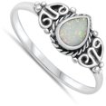thumbnail image 4 of CHOOSE YOUR COLOR Tear Drop White Simulated Opal Wholesale Ring .925 Sterling Silver Band CZ Female Size 6, 4 of 4