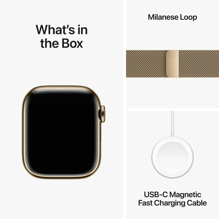Apple Watch 41mm Case Series Loop 9 Gold Milanese Stainless GPS + Gold Steel with Cellular