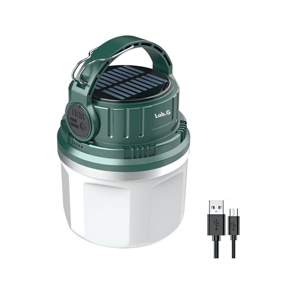 Lámpara Recargable Solar Linterna Camping Led Para Acampar Lab.G Verde con Blanco