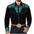 thumbnail image 3 of Mens Long Sleeve Shirt Western Cowboy Embroidered Slim Fit Casual Button Down With Pockets Tops, 3 of 7