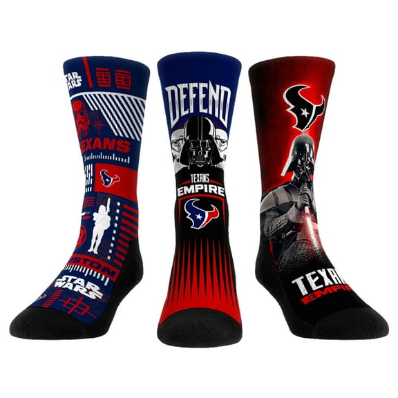 Rock Em Socks Stormtrooper & Darth Vader Houston Texans Three-Pack Star Wars Crew Socks Set