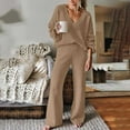 thumbnail image 6 of Wycnly Womens V Neck 2 Piece Outfits Fall Long Sleeve Pullover and High Waist Pants Set Casual Solid Homewear Lounge Set under $5, 6 of 7