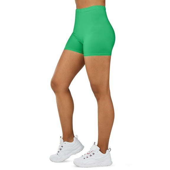 Gilbin Ultra Soft High Waist Yoga Stretch Mini-Bike Shorts for Women One Size & Plus Size (Green 1X-2X)