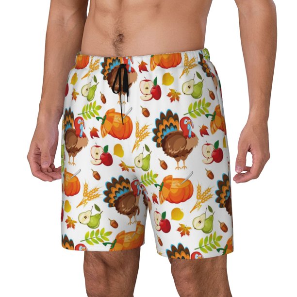 Fotbe Thanksgiving Turkey Traje de Baño para Hombre – Shorts de Natación de Secado Rápido con Forro y Bolsillos-XX-Large
