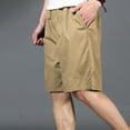 thumbnail image 4 of BXINGOHAI Men's Cotton Full Elastic Waist Cargo Shorts Loose Fit Drawstring Short Straight Leg for Work Outdoor Yellow,4XL, 4 of 5