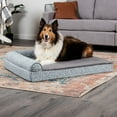 thumbnail image 3 of FurHaven Pet Products Plush Fur & Almond Print Cooling Gel Memory Foam Deluxe L-Chaise Pet Bed for Dogs & Cats - Gray Almonds, Jumbo, 3 of 15