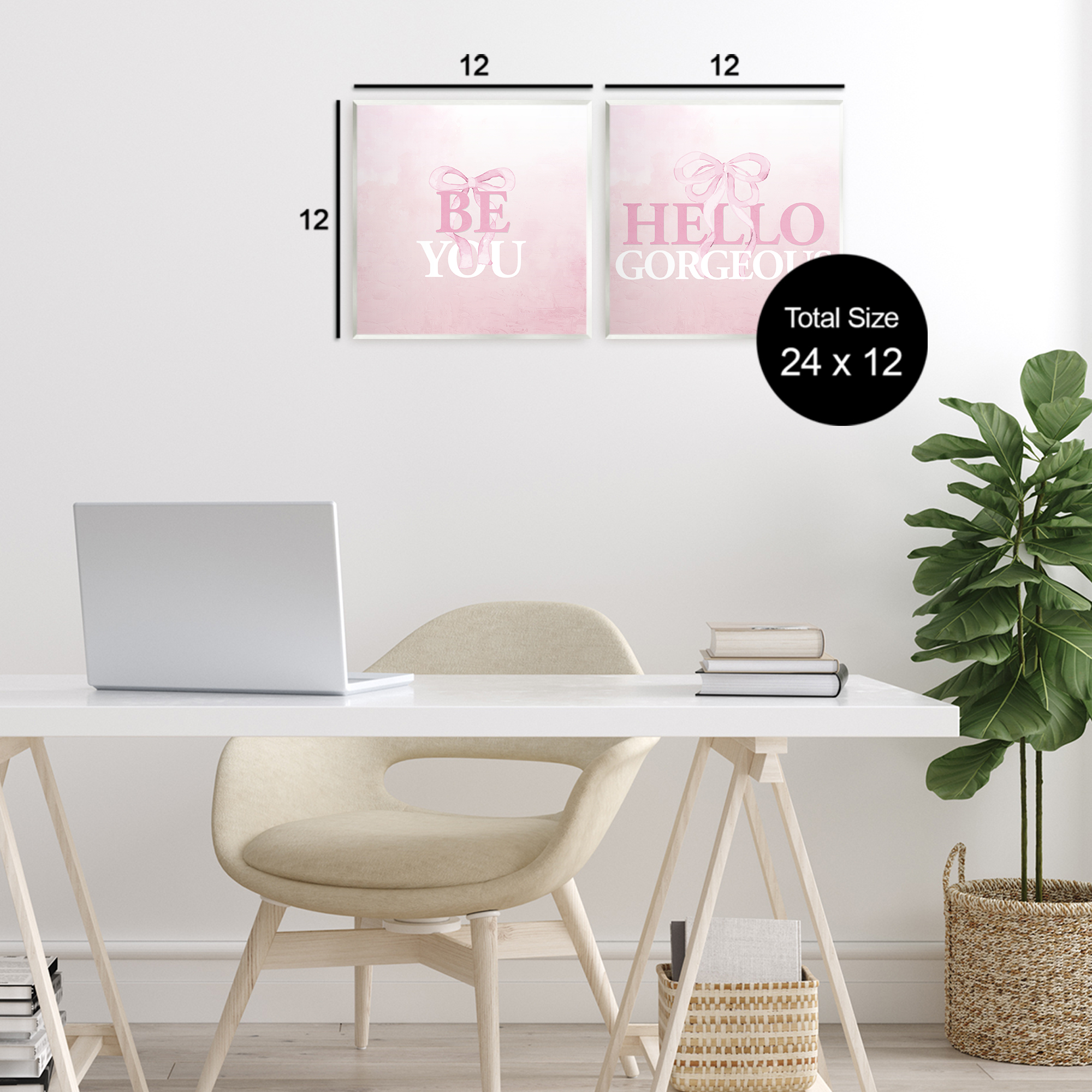 Pink Feminine Empowerments 2 Piece Wall Plaque Art Set, design by Kim Allen