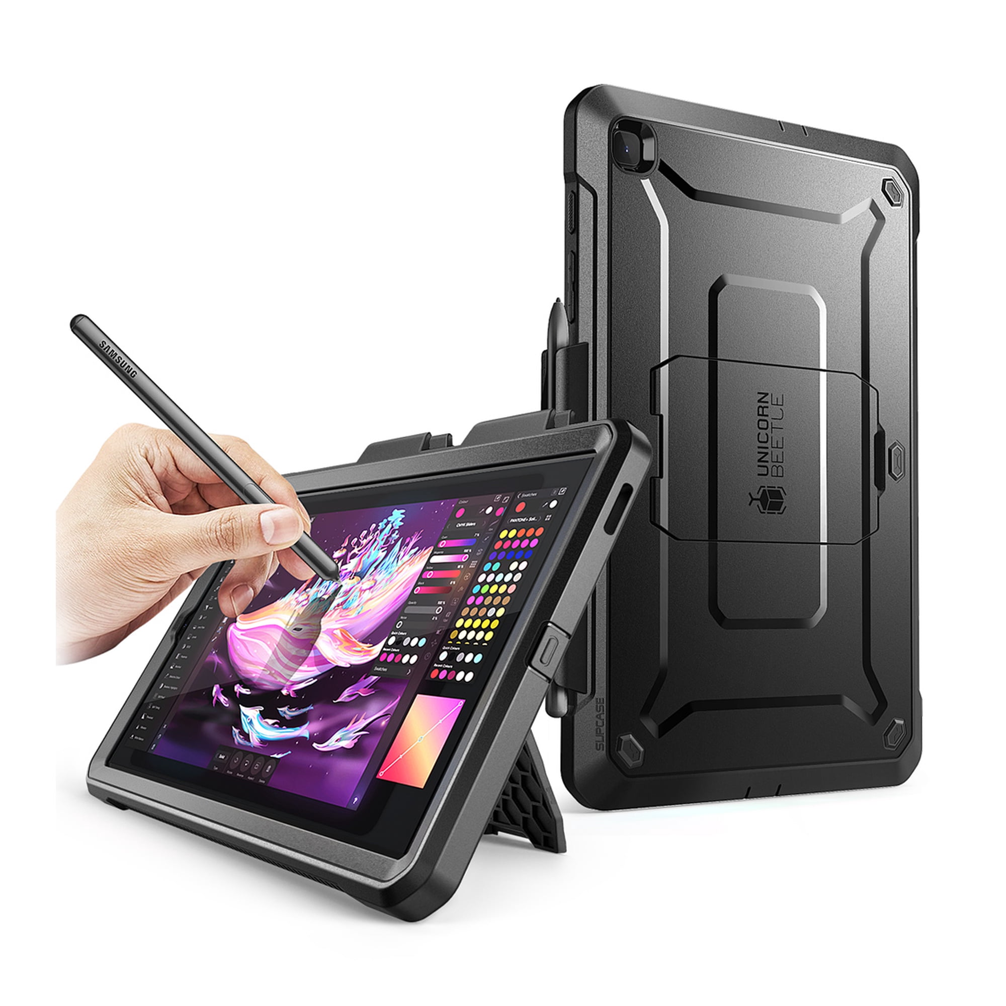 SUPCASE UB Pro Series Case for Galaxy Tab S6 Lite, with Built-in Screen Protector Full-Body Rugged Kickstand Protective Case for Galaxy Tab S6 Lite 10.4 Inch Model SM-P610/P615 2020 Release (Black)