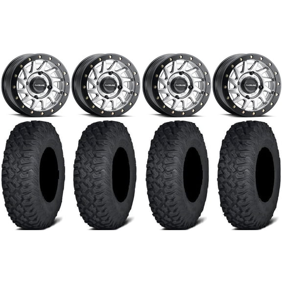 Raceline Squad Bdlk 15" Wheels Si  10mm 32" Coyote Tires Can-Am Commander Maverick Renegade Outlander Defender