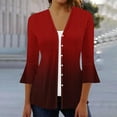 thumbnail image 2 of Jalioing Flare Sleeve Cardigan for Women 3/4 Sleeves Outwear Single-Breasted V-Neck Gradient Coverup, 2 of 5