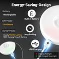 thumbnail image 2 of Motion Sensor Puck Lights LED Wireless USB Rechargeable Battery Operated Under Cabinet Lighting with Remote Control Movement Detection on Shelf Display Closet Counter Light for Kitchen Wardrobe Stairs, 2 of 16