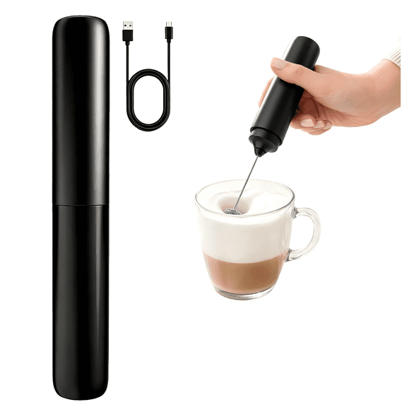 Handheld Rechargeable Milk Frother, USB Electric Whisk for Lattes, Cappuccino, Hot Chocolate and Shakes, With Protective Storage Cover