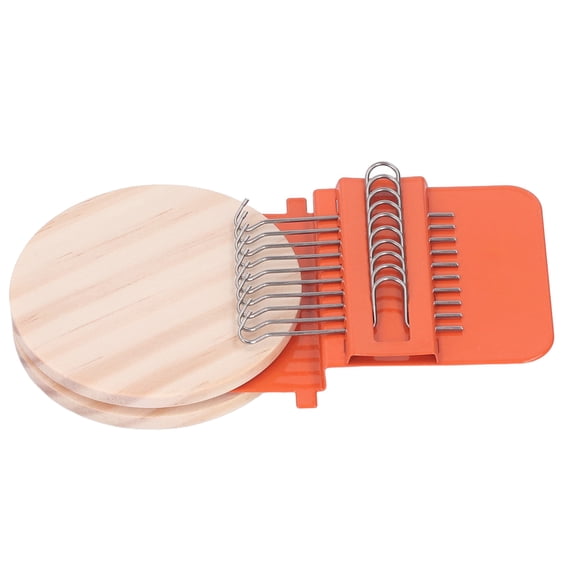 BIMZUC 10 Hooks Mini Weaving Loom Machine Small Darning Tool with 6.5cm / 2.56 inches Wooden Board for Clothing Mending Orange
