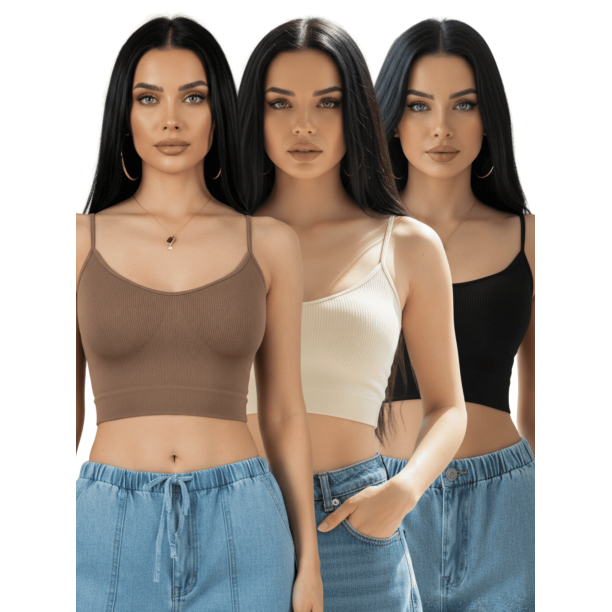 SET DE 3 TOP DE MUJER UNITALLA PARA USO DEPORTIVO O CASUAL TELA STRETCH