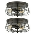 thumbnail image 3 of Preenex 15” Industrial Vintage 3-Light Bronze Flush Mount Ceiling Light with Open Wire Cage, 3 of 7