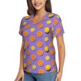 thumbnail image 5 of Yiaed Yellow Lemon And Orange Print Women's T Shirt V-Neck Short Sleeve Shirt Casual Breathable Tee Summer Tops-Small, 5 of 5