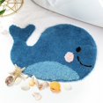 thumbnail image 1 of CHAO Alfombra de baño azul - Alfombra antideslizante con forma de ballena, alfombra absorbente de microfibra lavable, 1 of 5