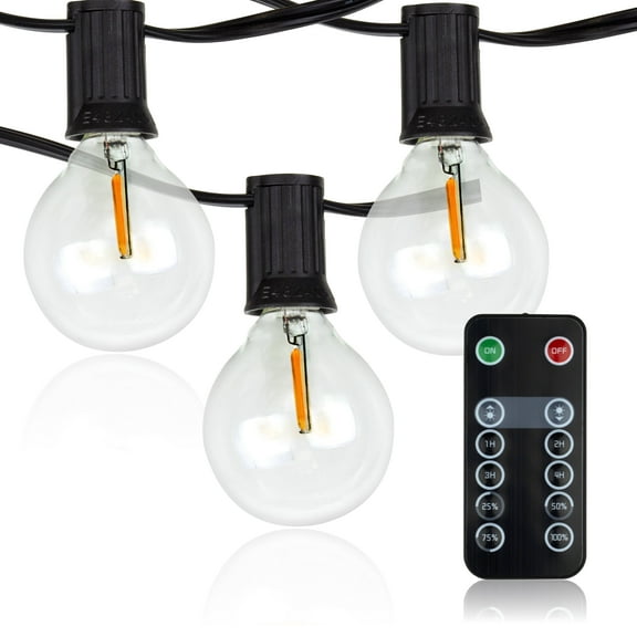Newhouse Lighting LED G40 String Lights with Weatherproof Technology, 100W Dimmer with Wireless Remote Control, 50ft and 52 (50 2 free) LED Light Bulbs Included