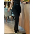 thumbnail image 4 of Zipper Fly High Waist Straight Leg Work Trousers Casual Elastic Back Waist Seam Front Business Pants, 4 of 5