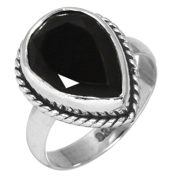 Solid 925 Sterling Silver Unique Ring Natural Black Onyx