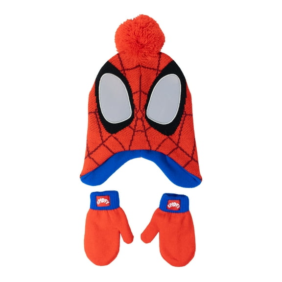 Licensed Toddler Cold Weather Knit Beanie Style Hat and Mittens Set, 2-Piece, One Size