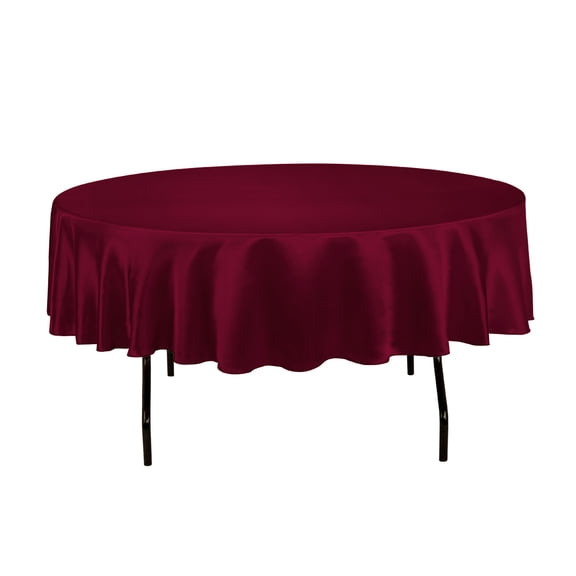 90 in. round satin tablecloth burgundy