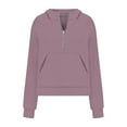 thumbnail image 3 of Womens Hoodie 2025 Trendy Casual Half Zipper Plain Hoodies with Pockets Pullover Hooded Sweatshirt Hoodie Women Hoody, 3 of 6
