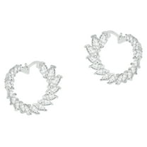 Cate & Chloe Adelyn 18k White Gold Plated Hoop Earrings with Simulated Diamond Crystals for Women