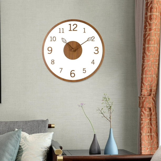 Reloj de Pared Moderno Relojes Decorativos para Paredes Reloj de Pared de Acrílico Transparente Silencioso Minimalista Analógico de Madera Simple para color teca BLESIY reloj de pared sencillo