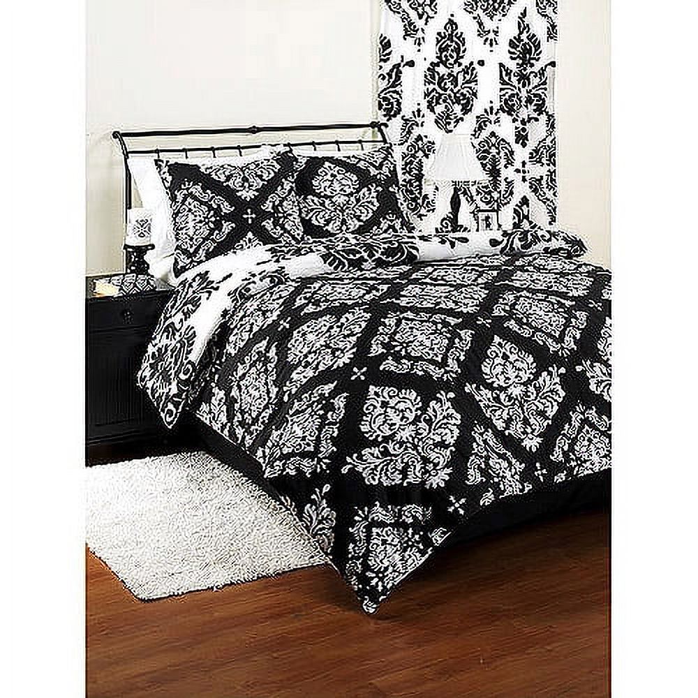 Reversible Black and White Classic Noir 3-Piece Comforter Set with Shams, Full - image 5 of 10