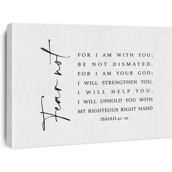 Inspirational Bible Verse Canvas Print Decor Isaiah 41 : 10 Scripture Christian Painting Posters 12”X15”Modern Home Office Decoration (Framed)