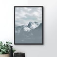 thumbnail image 2 of PixonSign Framed Wall Art Print Snow Covered Mountain on Cloudy Day Nature Wilderness Photography Realism Modern Landscape Relax/Calm Blue Duotone for Living Room, Bedroom, Office - 12"x16" BLACK, 2 of 6